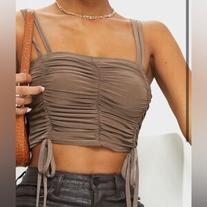 Pretty Little Things Brown Crop Top